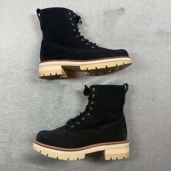 Clarks Orianna Hi Suede Lace Up Boots Women’s 8.5 Black Combat Chunky - Picture 4 of 11